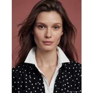 LCW Modest Siyah Puantiyeli Poplin Kadın Gömlek