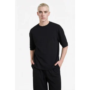 Defacto B4844AXBK81 Siyah LOOSE FIT Nefes Alabilen Kumaş Tişört