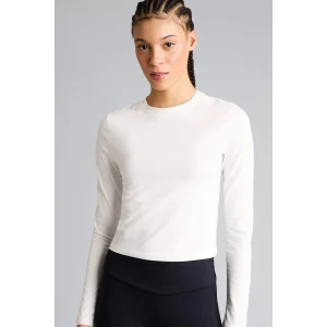 Defacto F9087AXER105 Ekru Slım Fıt Bisiklet Yaka Sporcu Uzun Kollu Tişört