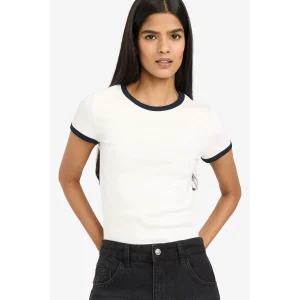 Defacto F9823AXWT32 Beyaz Fitted Ribana Tişört