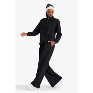 Defacto F8429AXBK81 Siyah Wide Leg Geniş Paça Standart Boy Modal Eşofman Alt