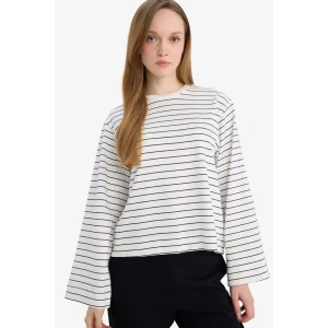 Defacto G0378AXNV243 Lacivert %100 Pamuk Regular Fit Çizgili Tunik