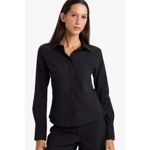 Defacto I5278AZBK27 Siyah Fitted Bengalin Gömlek