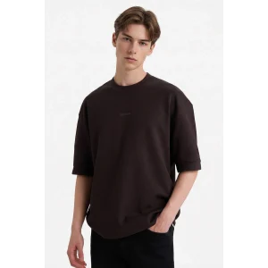 Defacto F8144AXBN337 Kahve Nefes Alabilen Loose Fıt Baskılı Tişört