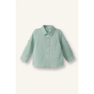 Defacto G7092A5GN1123 Yeşil Flamlı Poplin Gömlek Erkek Bebek