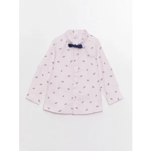 LCW baby Pembe Baskılı Erkek Bebek Gömlek ve Papyon 2li