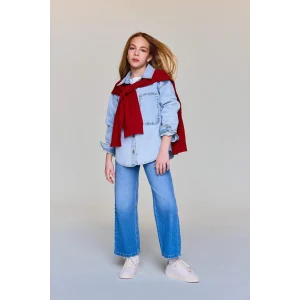 Defacto G4648A8NM39 Mavi 90s Wıde Leg Geniş Paça Jean Pantolon Kız Çocuk