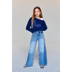 Defacto G6934A8NM28 Mavi Wıde Leg Jean Pantolon Kız Çocuk