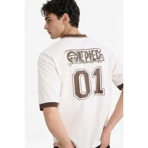 Defacto F8134AXER105 Ekru One Piece Loose Fıt Tişört