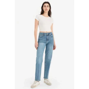 Defacto D8155AXNM28 Mavi Comfort Straıght Yüksek Bel Bilek Boy Jean Yıkamalı Pantolon