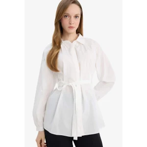 Defacto G7704AXWT32 Beyaz Relax Fit Poplin Gömlek Tunik