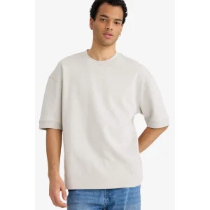 Defacto B4844AXGR368 Gri LOOSE FIT Nefes Alabilen Kumaş Tişört
