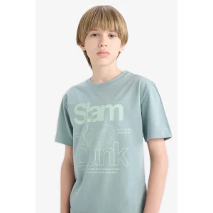 Defacto E0080A8BE801 Mavi Bisiklet Yaka Baskılı Kısa Kollu Tişört Erkek Çocuk