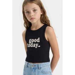 Defacto C4717A8NV263 Lacivert Bisiklet Yaka Baskılı Crop Atlet Kız Çocuk