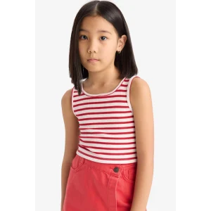 Defacto Z7814A6RD256 Kırmızı Bisiklet Yaka Çizgili Atlet Kız Çocuk