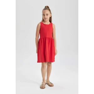 Defacto B4336A8RD135 Kırmızı Kız Çocuk Basic Düz Kolsuz Elbise
