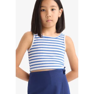 Defacto Z7814A6BE124 Mavi Bisiklet Yaka Çizgili Atlet Kız Çocuk