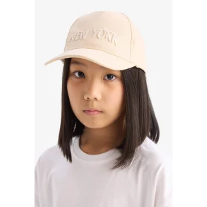 Defacto D8425A8BG286 Bej Nakışlı Keten Karışımlı Cap Şapka Kız Çocuk