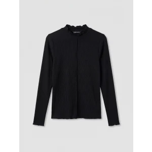 LCW Modest Siyah Fırfırlı Dik Yaka Kadın Body