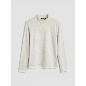 LCW Modest Bej Dik Yaka Fırfırlı Kadın Body