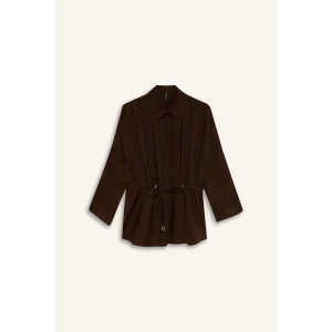 Defacto G3269AXBN539 Kahve Relax Fıt Gömlek Yaka Uzun Kollu Gömlek