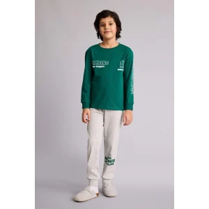 Defacto G9972A8GN651 Yeşil Regular Fıt 2li Pijama Takımı Erkek Çocuk