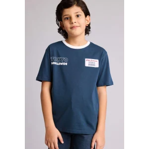 Defacto G7470A8NV257 Lacivert New Regular Fıt Bisiklet Yaka Baskılı Kısa Kollu Tişört Erkek Çocuk