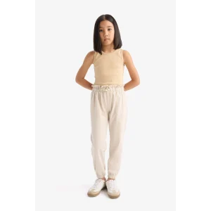 Defacto Z8779A6BG779 Bej Beli Lastikli Cepli Jogger Eşofman Altı Kız Çocuk