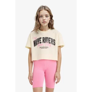 Defacto E0352A8ER183 Ekru Bisiklet Yaka Baskılı Kısa Kollu Tişört Kız Çocuk