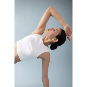 Defacto Z6573AZER105 Ekru DeFactoFit Slim Fit Dar Kesim Bisiklet Yaka Ribana Basic Düz Sporcu Atlet