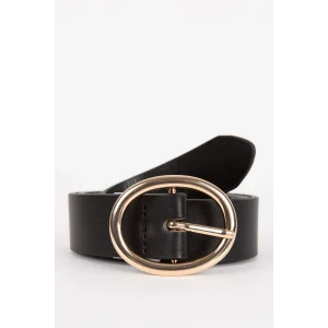 Defacto B4118AXBK27 Siyah Kadın Oval Toka Suni Deri Jean Kemeri