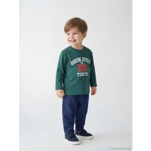 LCW baby Yeşil Tokyo Baskılı Erkek Bebek Tişört