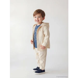 LCW baby Bej Kapüşonlu Erkek Bebek 3lü Takım