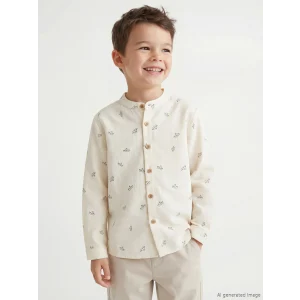 LCW Kids Ekru Hakim Yaka Erkek Çocuk Poplin Gömlek