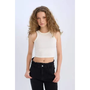 Defacto U0357AZWT32 Beyaz Afra x DeFacto Fitted Halter Yaka Fitilli Kaşkorse Atlet