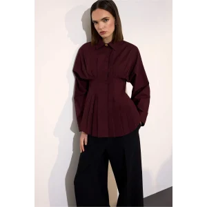 Defacto G8610AXBR34 Bordo Fitted Poplin Gömlek