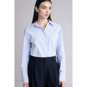 Defacto G9804AXBE303 Mavi Oversıze Çizgili Oxford Gömlek