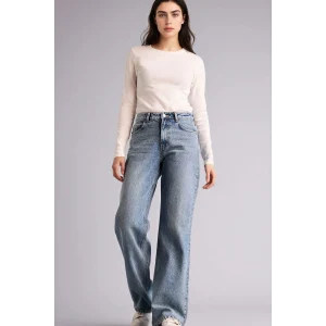 Defacto F9596AXNM28 Mavi Straıght Wıde Yüksek Bel Geniş Paça Uzun Jean Pantolon