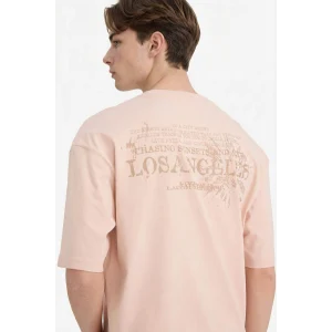 Defacto G1327AXPN287 Pembe %100 Pamuk Boxy Fit Baskılı Tişört