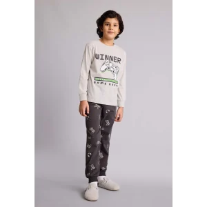 Defacto G9974A8GR400 Gri Regular Fıt 2li Pijama Takımı Erkek Çocuk