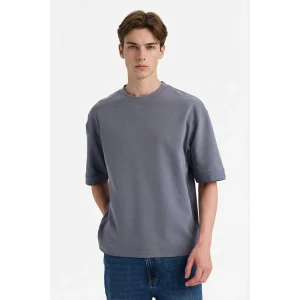 Defacto B4844AXGR504 Gri LOOSE FIT Nefes Alabilen Kumaş Tişört
