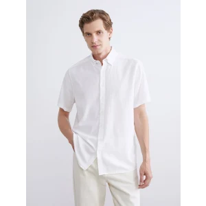 SOUTHBLUE Ekru Regular Fit Kısa Kollu Armürlü Erkek Gömlek