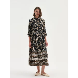 LCW Grace Siyah Desenli Gömlek Elbise