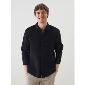 LCW Vision Siyah Rahat Kalıp Uzun Kollu Erkek Gömlek