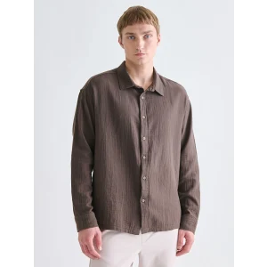 LCW Vision Kahverengi Rahat Kalıp Uzun Kollu Erkek Gömlek