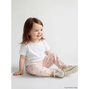 LCW baby Pembe Fiyonk Baskılı Kız Bebek Jogger Eşofman Altı