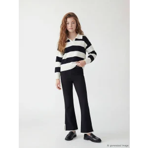 LCW Kids Siyah İspanyol Paça Kız Çocuk Tayt