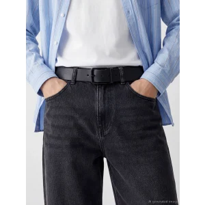 LCW ACCESSORIES Siyah Deri Görünümlü Erkek Kemer