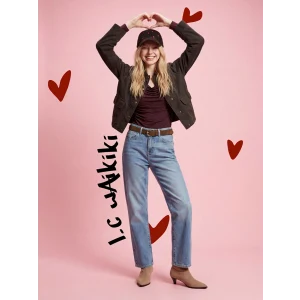 XSIDE Mavi Beli Kemerli Wideleg Kadın Jean Pantolon