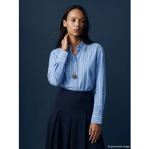LCW STUDIO Mavi Çizgili Kadın Gömlek